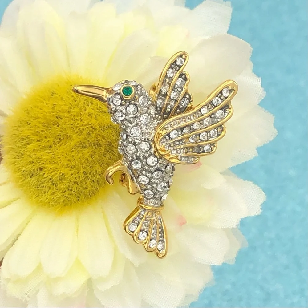 🌼 Rhinestone Hummingbird lapel Pin Brooch